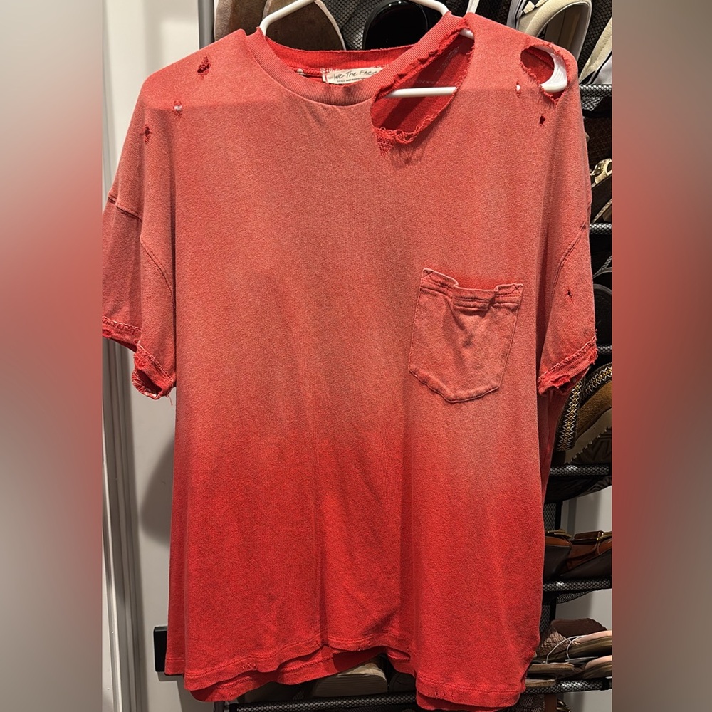We The Free Red Short Sleeve Tee Casual Crew Neck